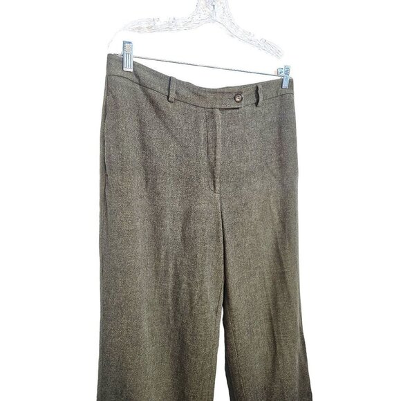 F. by Faconnable women's made in Italy gray brown wool pants wide leg size 12P - Picture 3 of 5